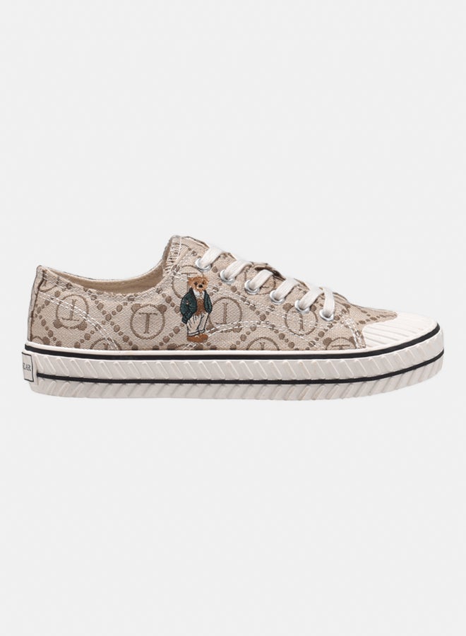 TTWN Bear TTWN Low Top Brown T Pattern Quilted Canvas Shoes - Image 1